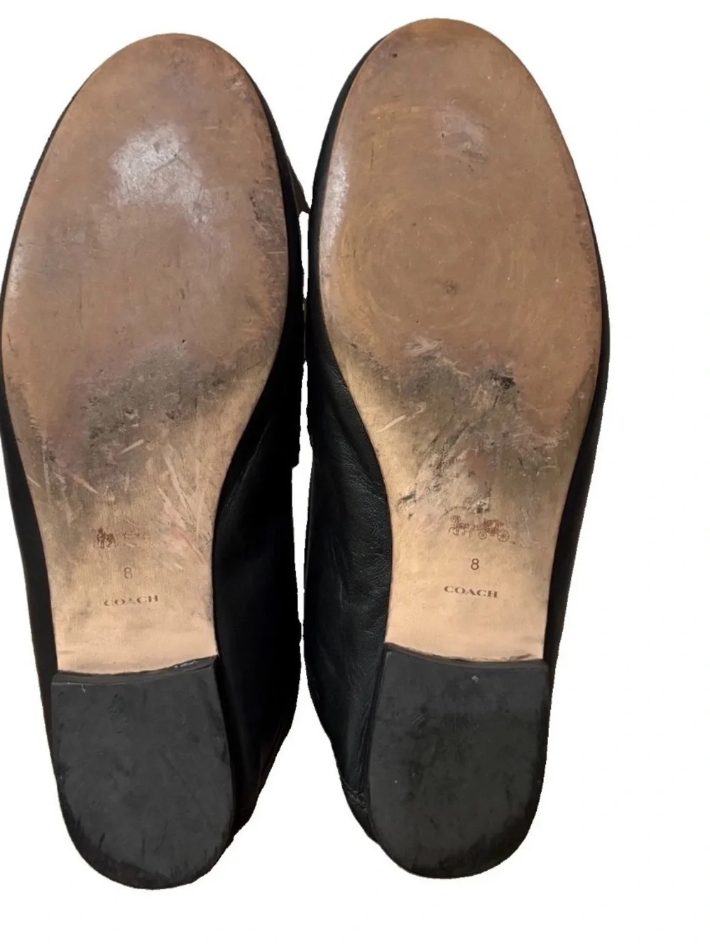 Coach Haley Horsebit Loafers Black Leather Gold Bit Flats Womens 8 Flawed